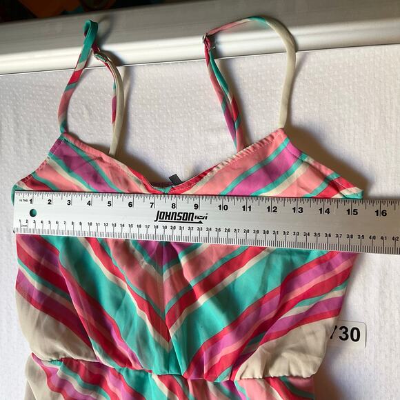 Heart Soul Women Maxi Dress size M Sleeveless Elastic Waist Casual Rainbow Pink - Picture 3 of 10